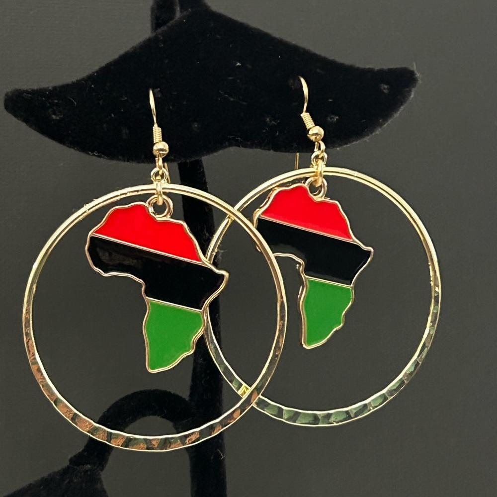 Gold hammered African hoop earrings. Handmade.